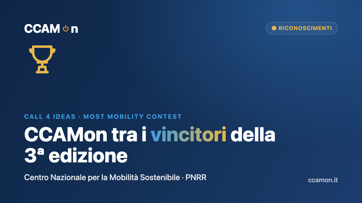 CCAMon premiata al MOST Mobility Contest — Call 4 Ideas, 3ª edizione